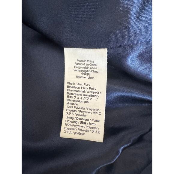 J.CREW Navy Blue Teddy Sherpa Coat with Collar & Pockets - Warm Cozy Luxe! Sz L - Picture 13 of 13